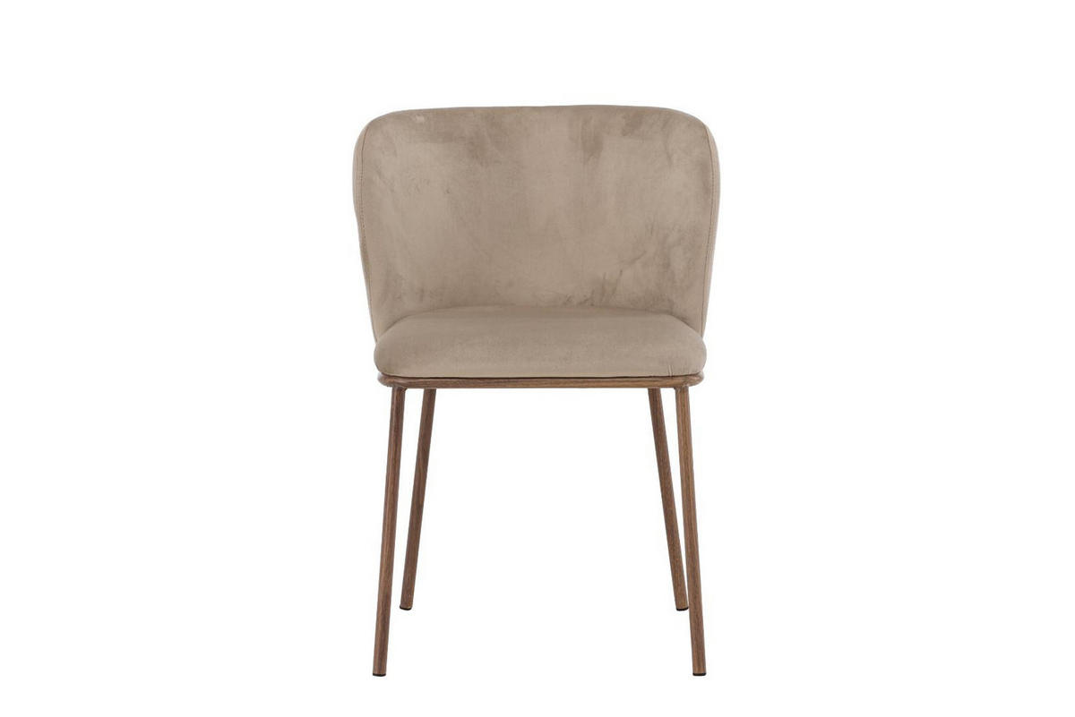 ESSZIMMERSTUHL, Edina, Beige, Metall / Polyester / Stoff, 53 x 60 x 77 cm - Beige, Textil/Metall (53/77/60cm) - ebuy24