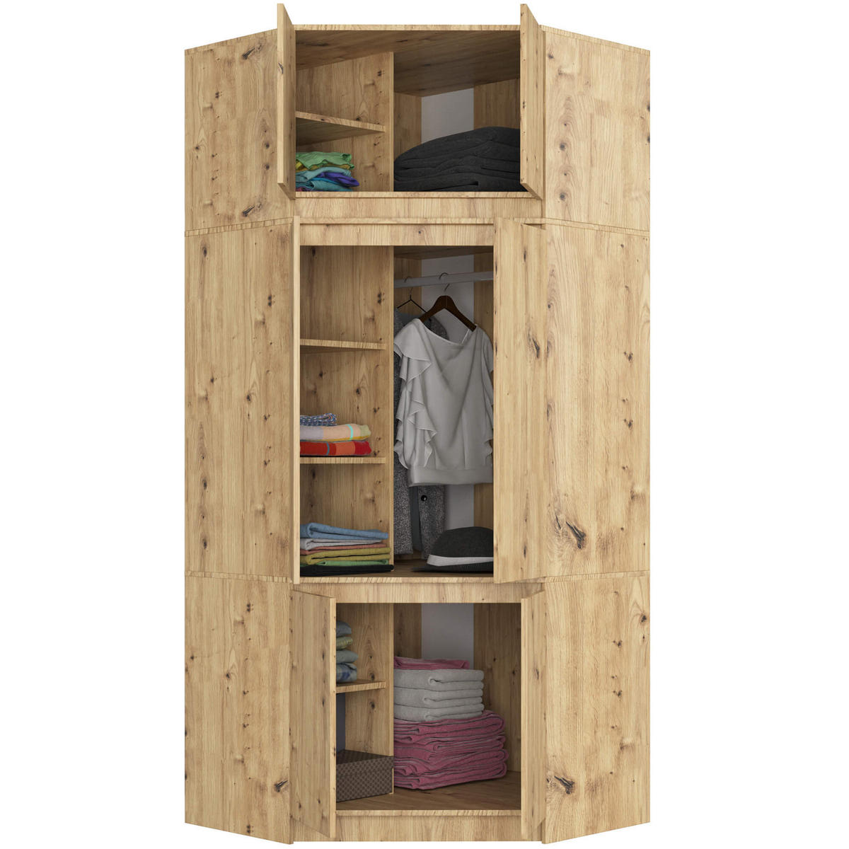 KLEIDERSCHRANK Eiche Artisan 100x50x235 cm - Eiche Artisan, Holzwerkstoff (100/235/50cm) - Akord