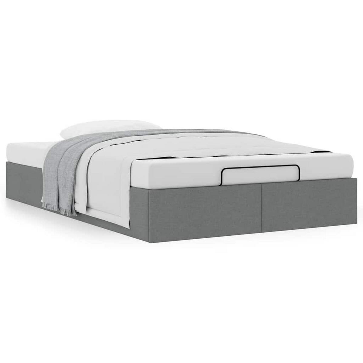 OTTOMAN-BETT OHNE MATRATZE DUNKELGRAU 120X200 CM STOFF - Dunkelgrau, Holz/Textil - vidaXL