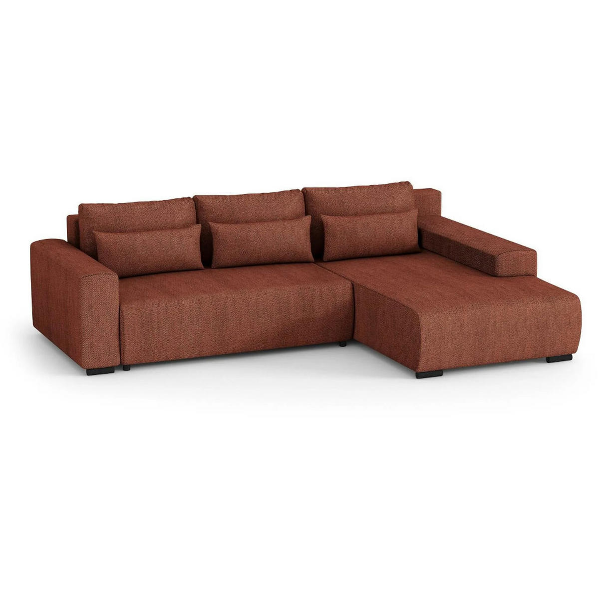 ECKSCHLAFSOFA Benny dunkelrot rechts - Schwarz/Dunkelrot, Kunststoff/Textil (271/185cm) - Beautysofa