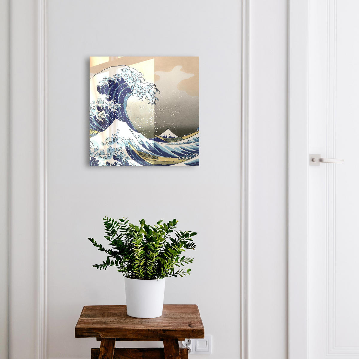 SCHLÜSSELBOX Schwarz 30x30 cm- Türöffnung nach rechts - Die große Welle - Blau, Metall (30/30/5cm) - TULUP