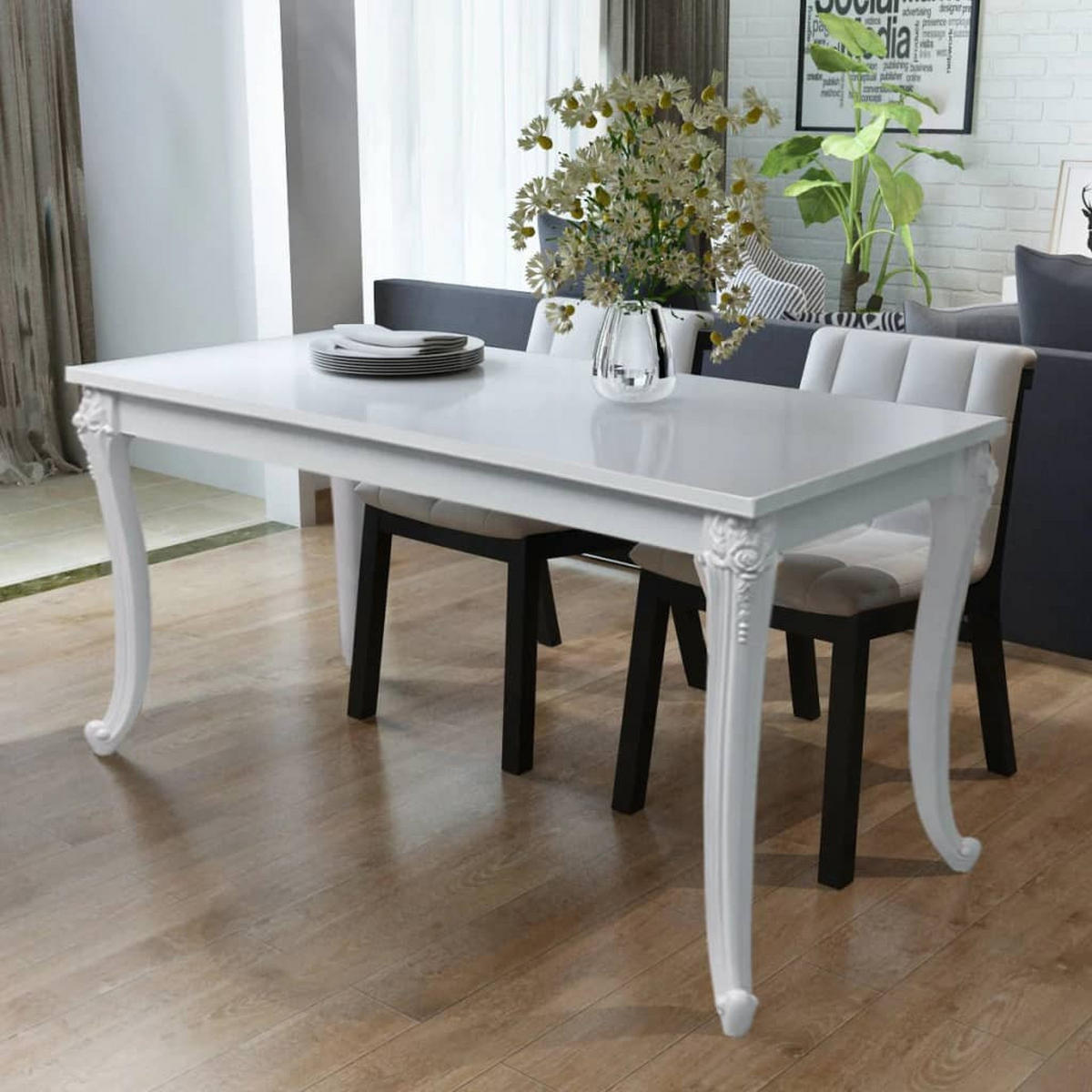 ESSTISCH 116 x 66 x 76 cm Hochglanz - Weiß, Holzwerkstoff (116/66/76cm) - furnicato