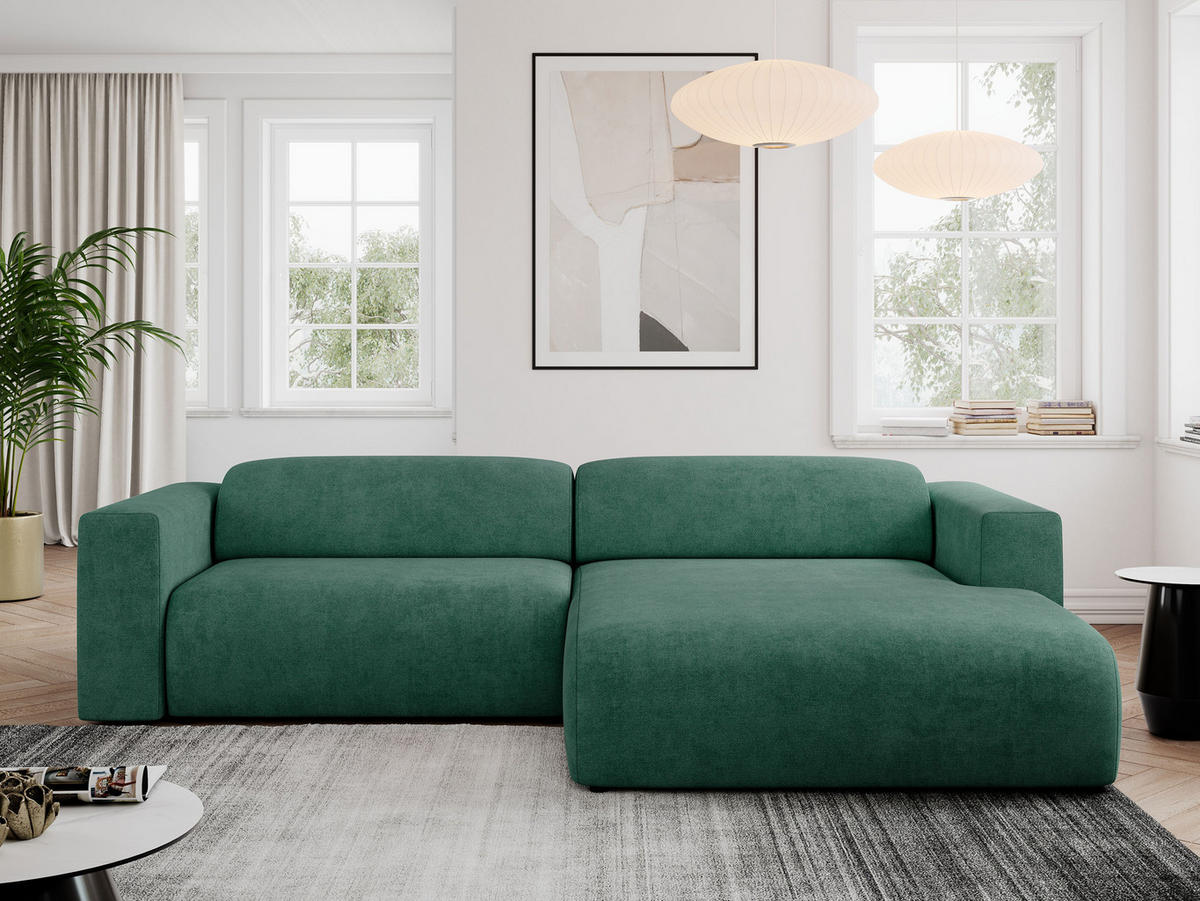 ECKSOFA PASADENA Grün Struktur - Rechts Seite - Schwarz/Grün, Kunststoff/Textil (180/288cm) - MKS