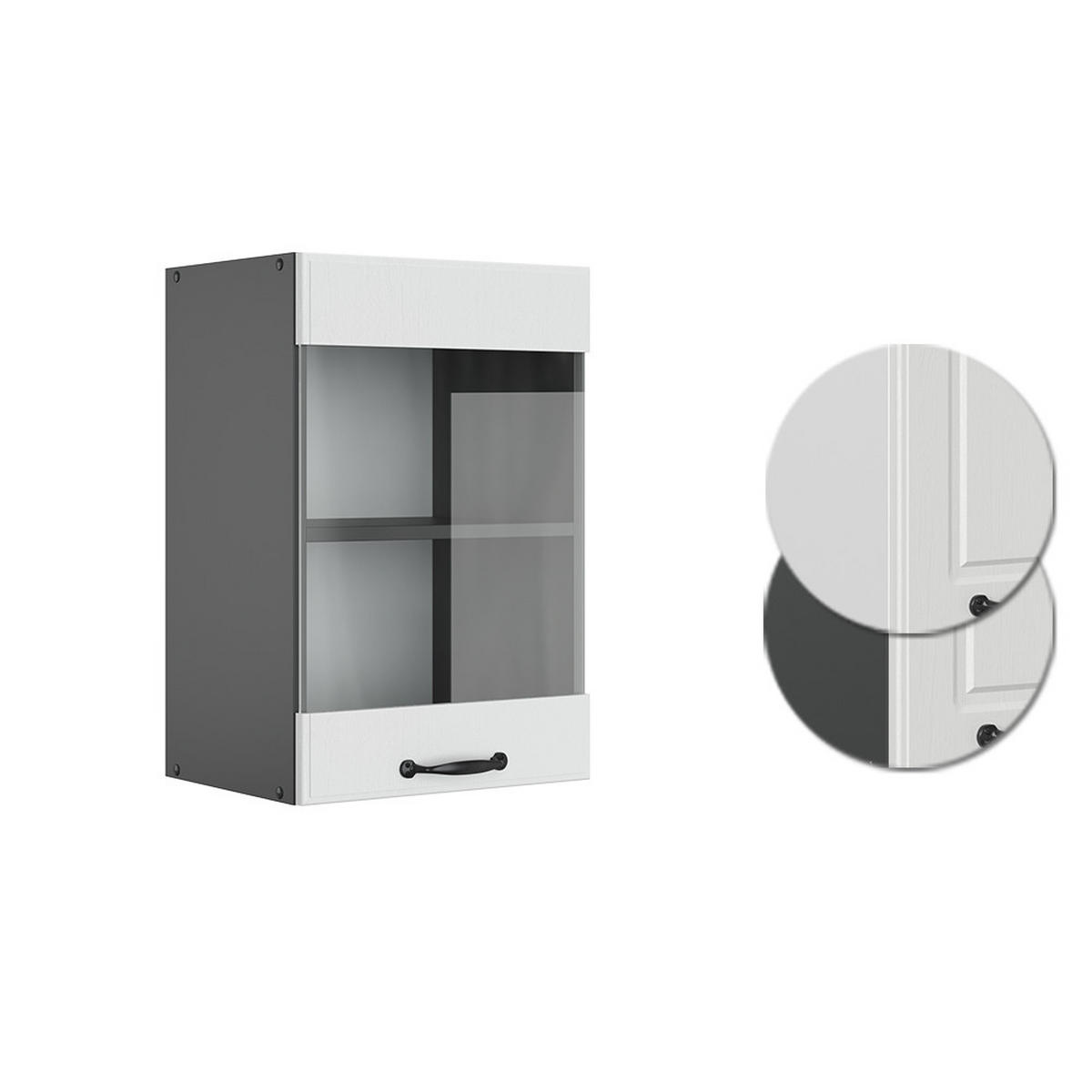 KÜCHENGLASSCHRANK R-Line Weiß Landhaus 40 cm - Anthrazit/Weiß, Holzwerkstoff (40/60/31cm) - Vicco