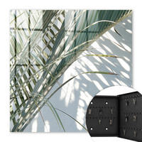 SCHLÜSSELBOX Schwarz 30x30 cm- Türöffnung nach rechts - Palmen und Schatten - Weiß, Metall (30/30/5cm) - TULUP