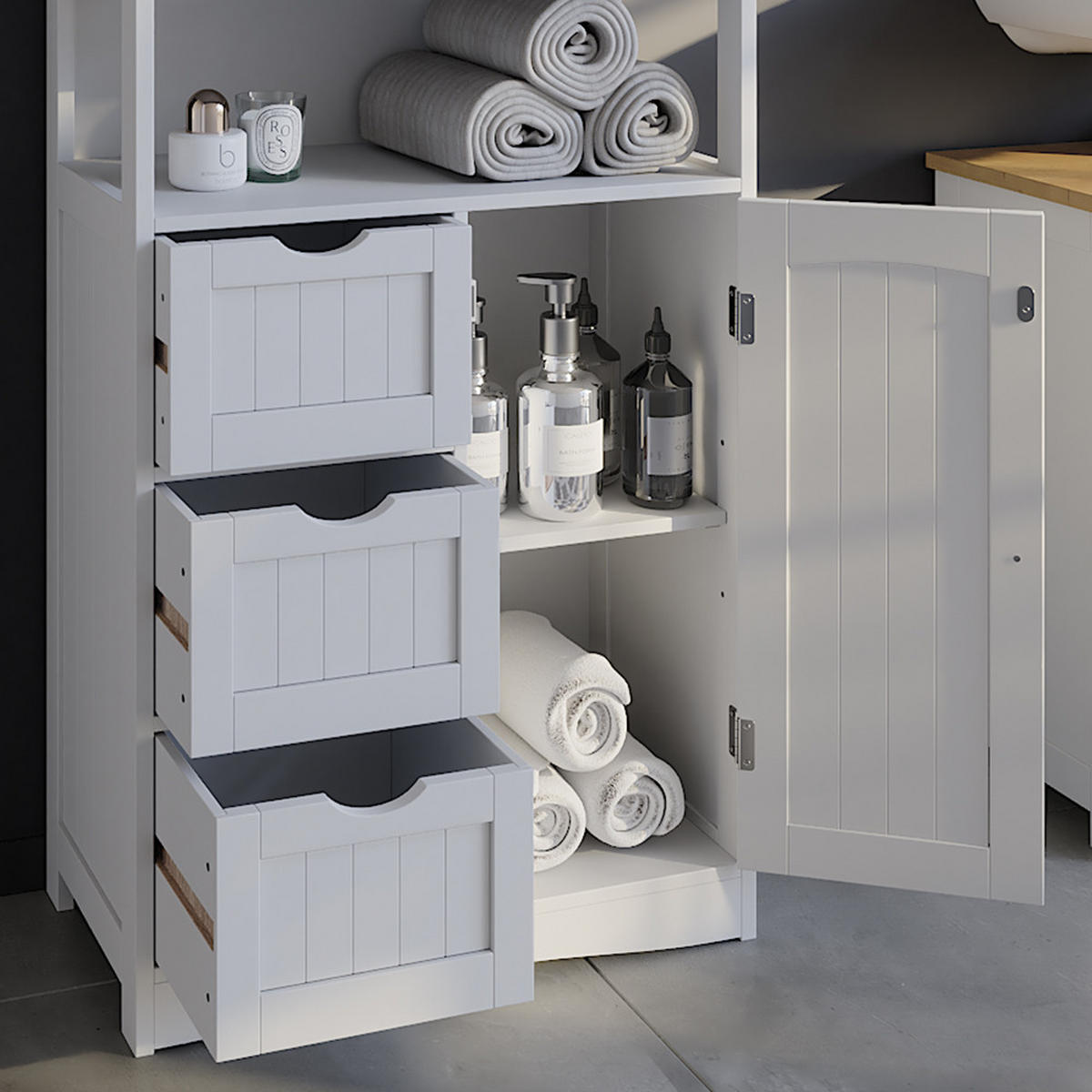 MIDISCHRANK Bianco Weiß 56 x 86.5 cm mit Schubladen - Weiß, Holzwerkstoff (56/86.5/29.2cm) - Vicco