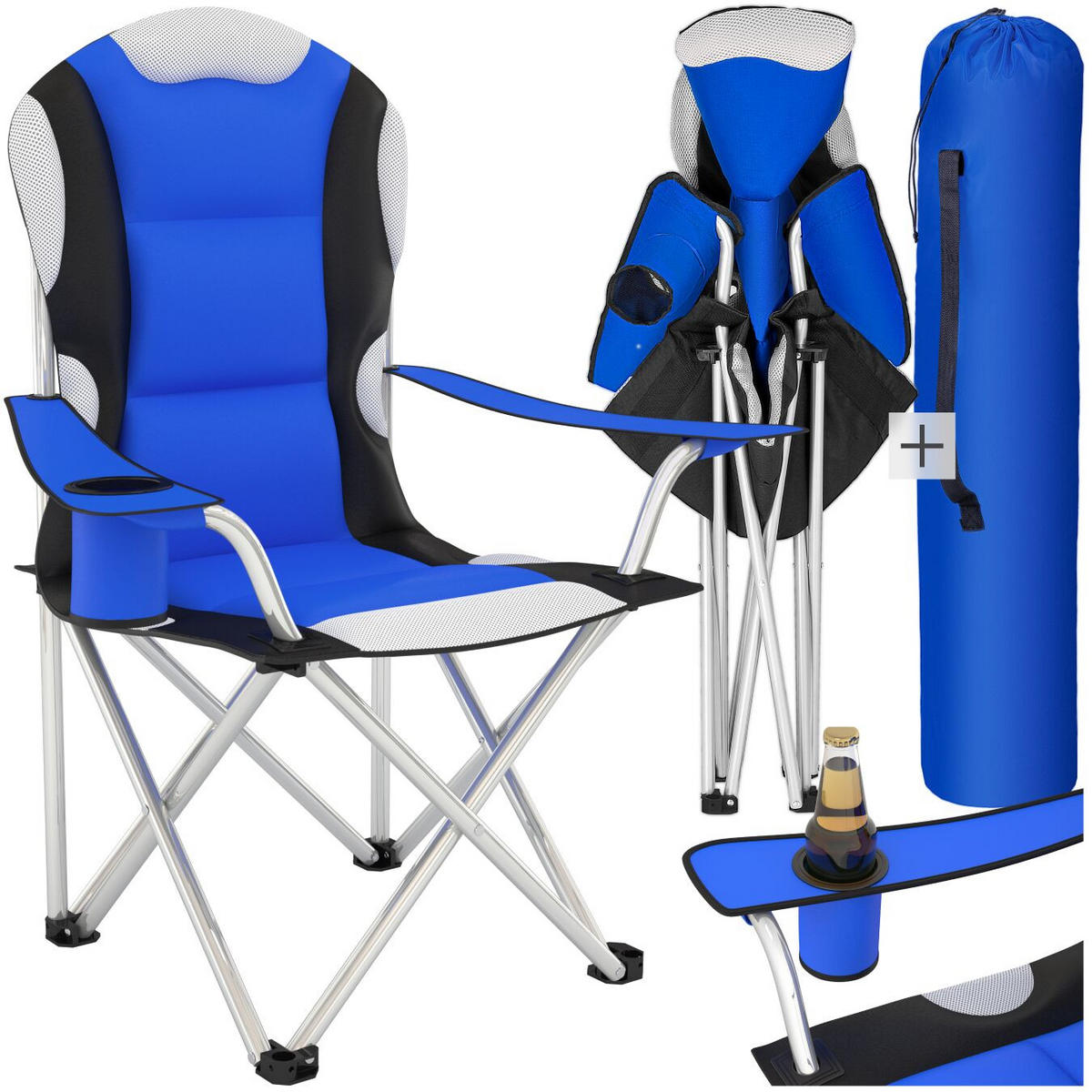 CAMPINGSTUHL, 60 x 88 x 110 cm, blau - Blau, Textil (88/110/60cm) - tectake