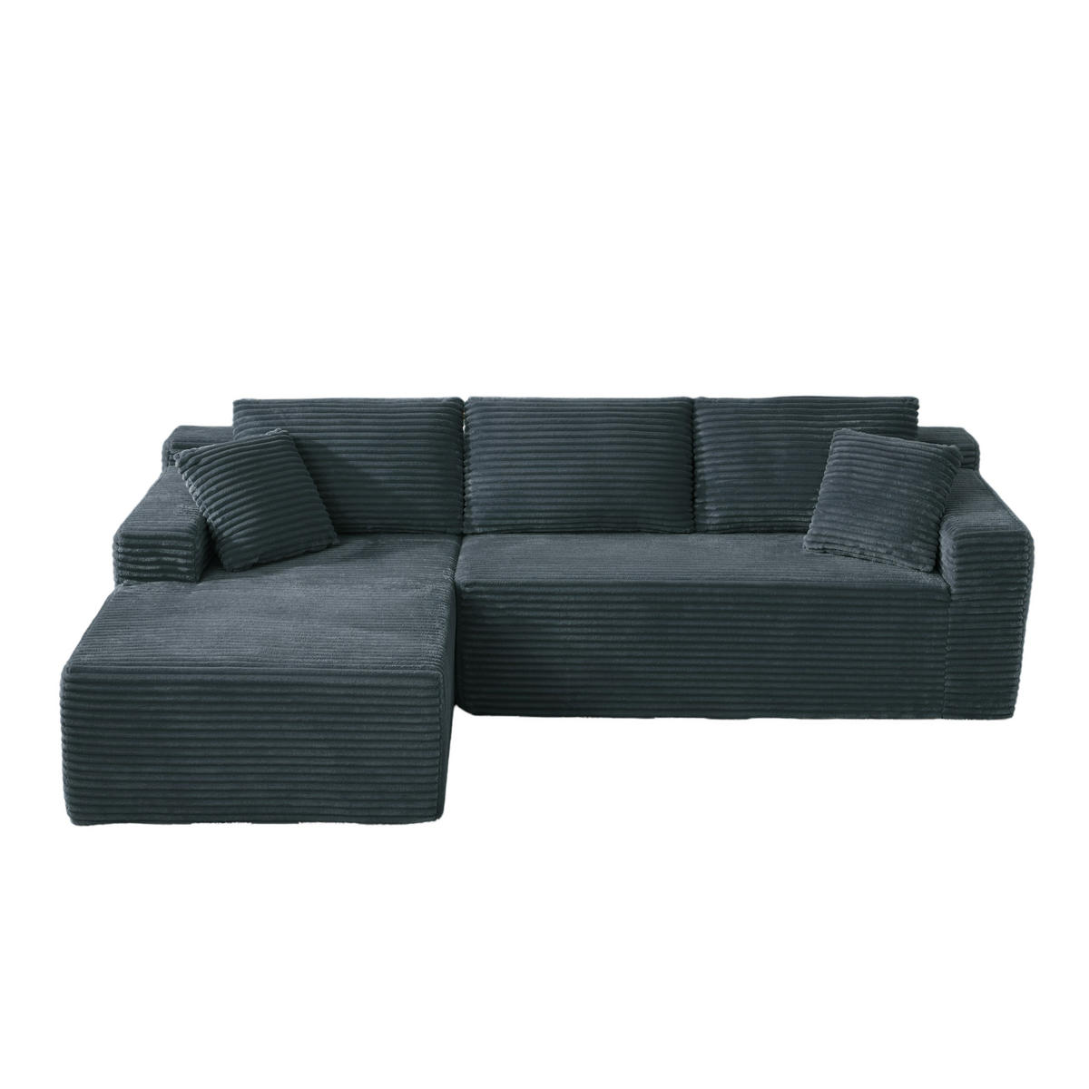 ECKSOFA DE-34926 L-Form mit Chaise links Dunkelgrau - Dunkelgrau, Textil (163/252.5cm) - ComfortXL