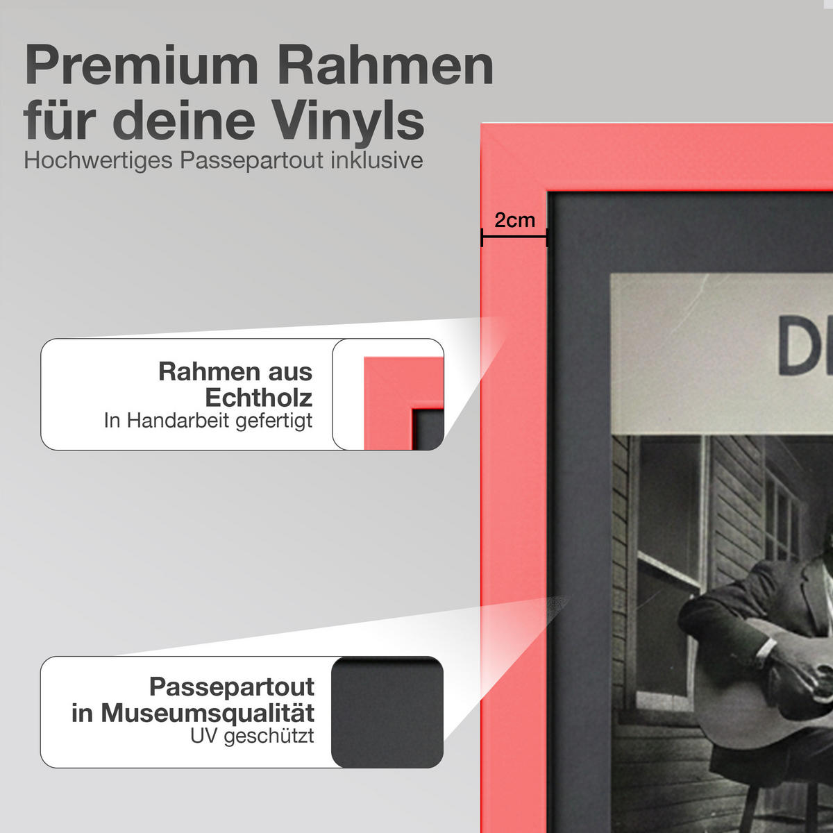 SCHALLPLATTEN RAHMEN 40/60 für Cover & Vinyl - Rot, Holz (60/40cm) - K-Möbel