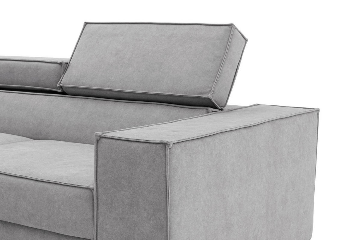 ECKSOFA PURE L Links mit Schlaffunktion 127x199 Velours Hellgrau - Hellgrau/Schwarz, Holz/Textil (281/204cm) - Muffo