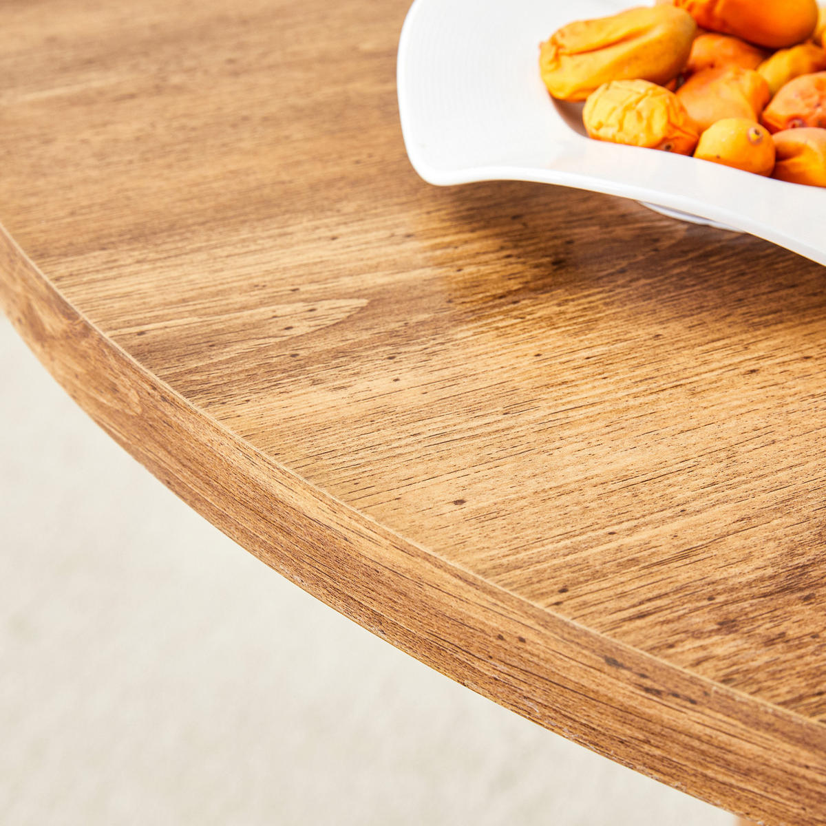 ESSTISCH Rund 100/100/76 cm Holzfarben aus MDF mit Stauraum zylindrisches Tischbein - Naturfarben, Holzwerkstoff (100/100/76cm) - OKWISH