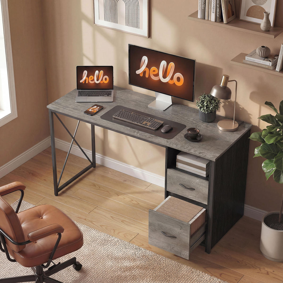 BÜROTISCH Hellgrau 1 Stück - Hellgrau, Holzwerkstoff (50/120/76cm) - GiPP