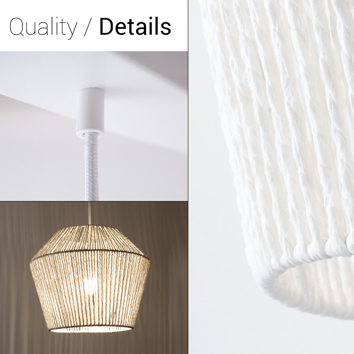 PENDELLEUCHTE Hugo Pd3 Pinto - Weiß, Metall (33/33/37cm) - Paco Home