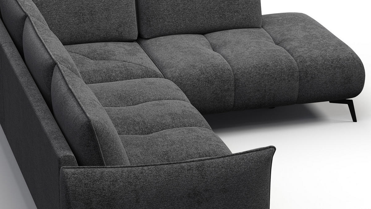 ECKSOFA AERA 5-Sitzer rechts, dunkelgrau - Dunkelgrau/Schwarz, Holz/Textil (268/206cm) - Courtois Laville