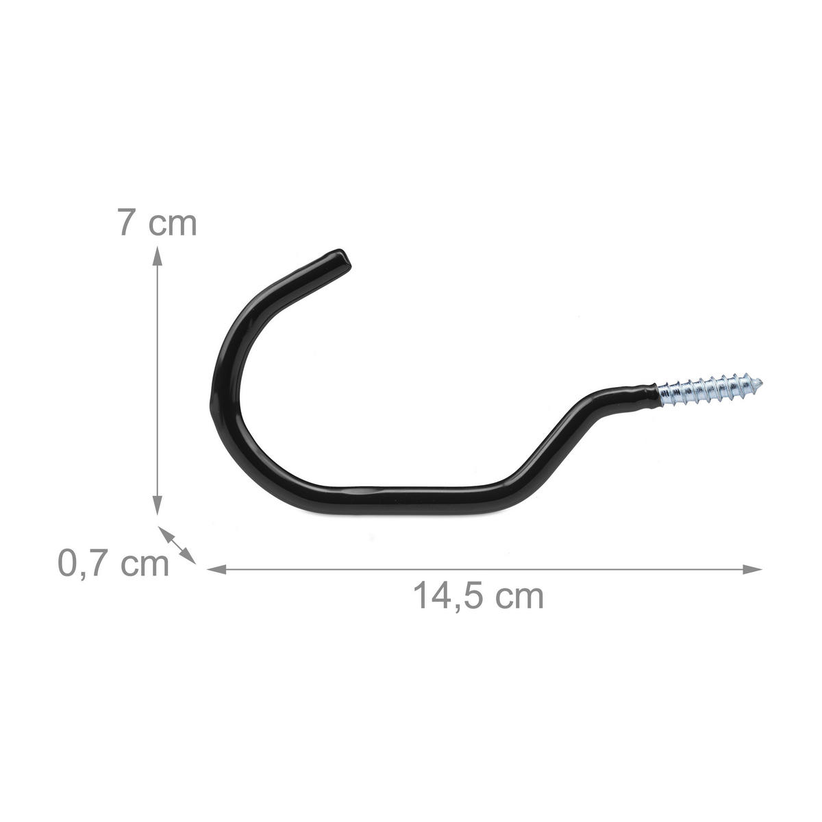 FAHRRADHAKEN Schwarz Silber 12er-Set Stahl - Schwarz, Kunststoff/Metall (0.7/7/14.5cm) - Relaxdays