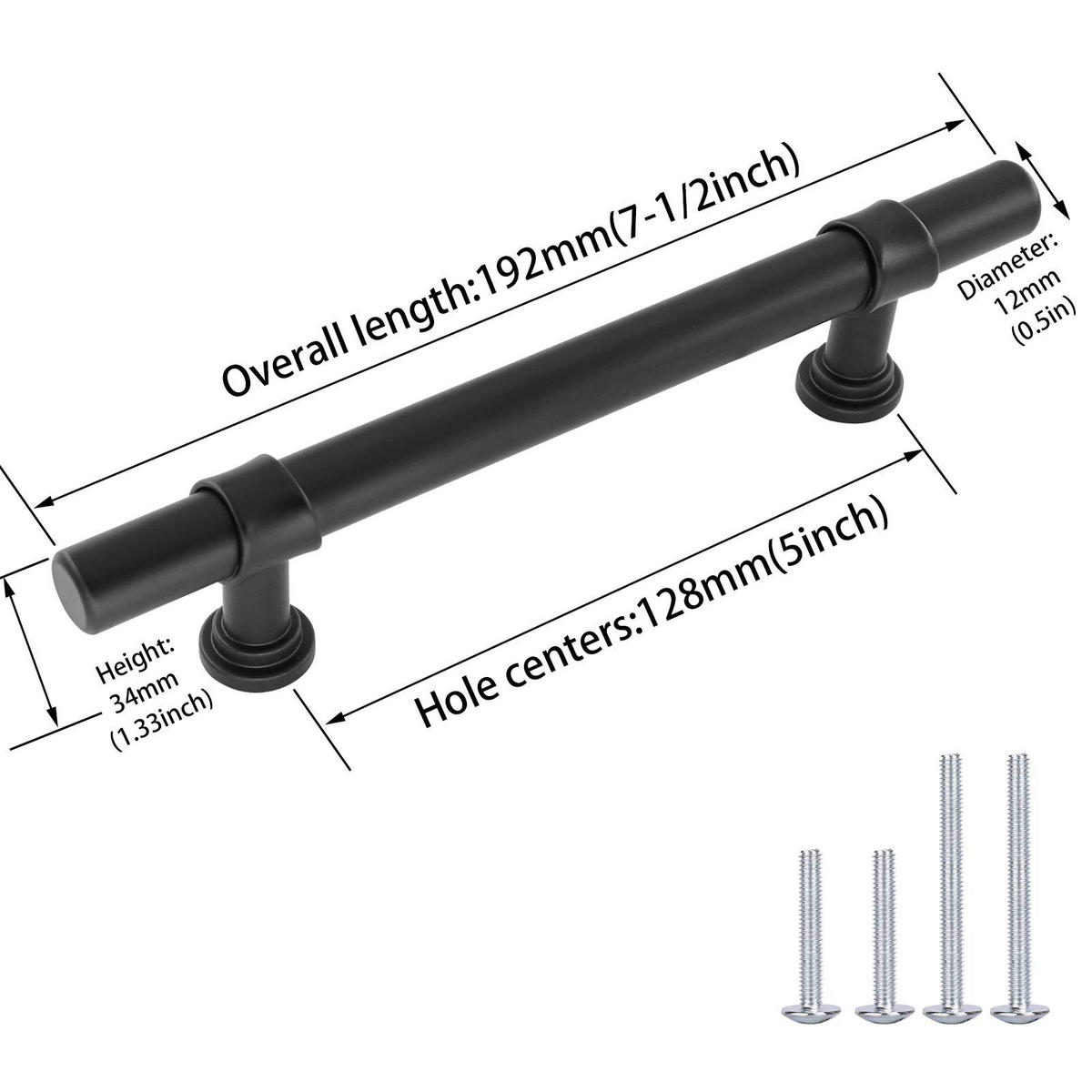 MÖBELGRIFF Schwarz 2er-Set 128 mm - Schwarz, Metall (0.12/0.12/1.28cm)