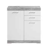 SIDEBOARD mit 2 Türen und 2 Schubladen L80cm - Bristol - Weiß/Grau, Holzwerkstoff (34.9/89.9/80cm) - Calicosy