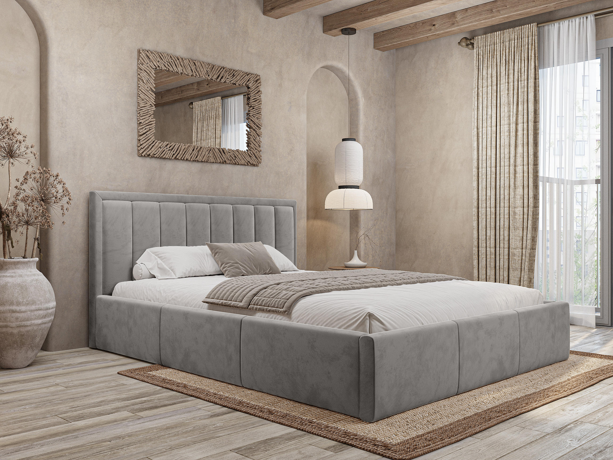 Thumbnail - Fedve Polsterbett, Hellgrau, Textil, 140x200 cm, Schlafzimmer, Betten, Polsterbetten