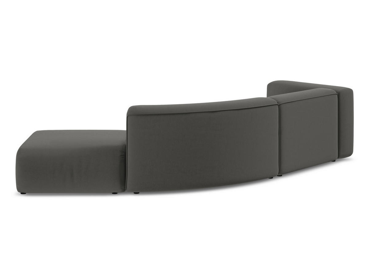 ECKSOFA mit Schlaffunktion Samt Stoff Grau - Dunkelgrau/Schwarz, Kunststoff/Textil (258/160cm) - Makamii