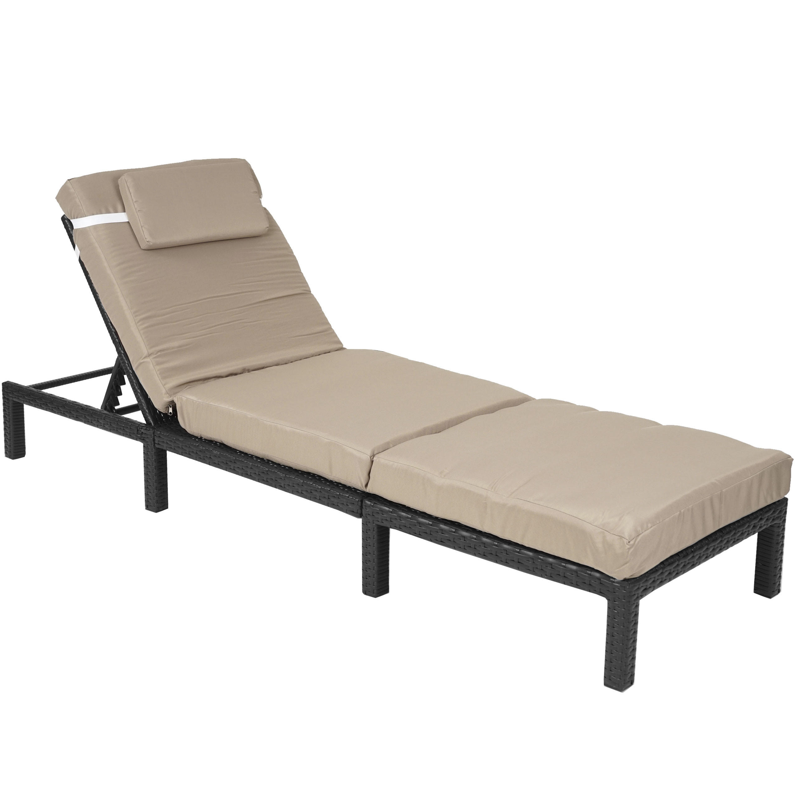 POLY-RATTAN SONNENLIEGE PREMIUM Anthrazit, Cremeweiß - Anthrazit/Weiß, Kunststoff (60/71/198cm) - MCW