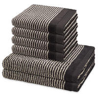 FROTTIERSET Stripes 6-teilig - Dunkelgrau, Textil (50/100cm) - Ross