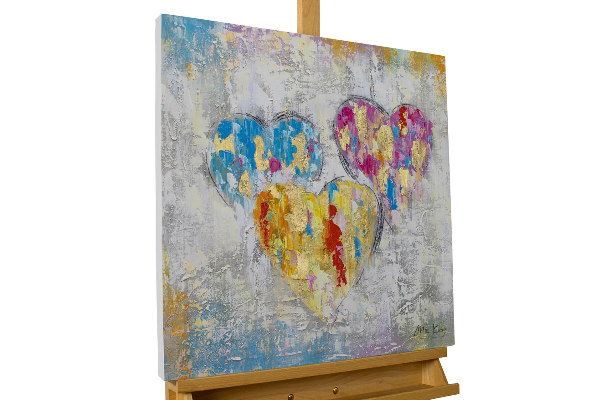 ACRYLBILD HANDGEMALT 60/60 cm - Grau, Holz/Textil (60/60cm) - KUNSTLOFT