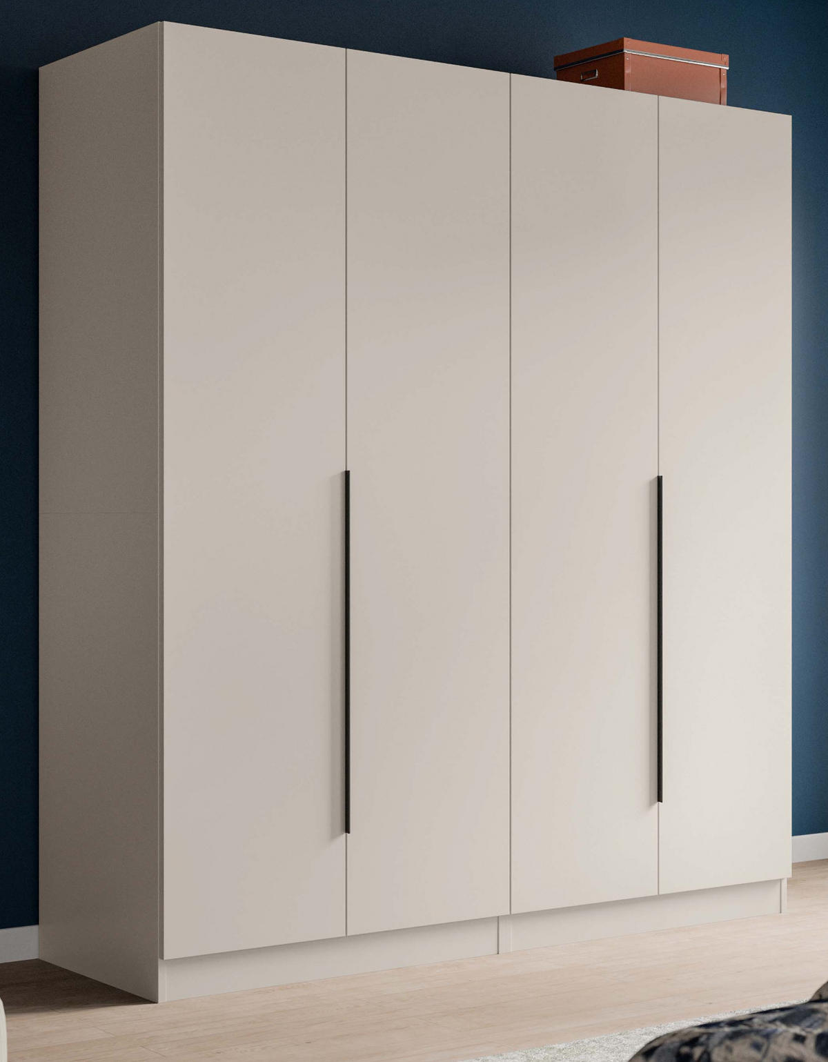 KLEIDERSCHRANK kaschmir 160 x 181 cm, Drehtürenschrank 4-türig - Kaschmir/Schwarz, Holzwerkstoff/Kunststoff (160/181/52cm) - Inn.Furn