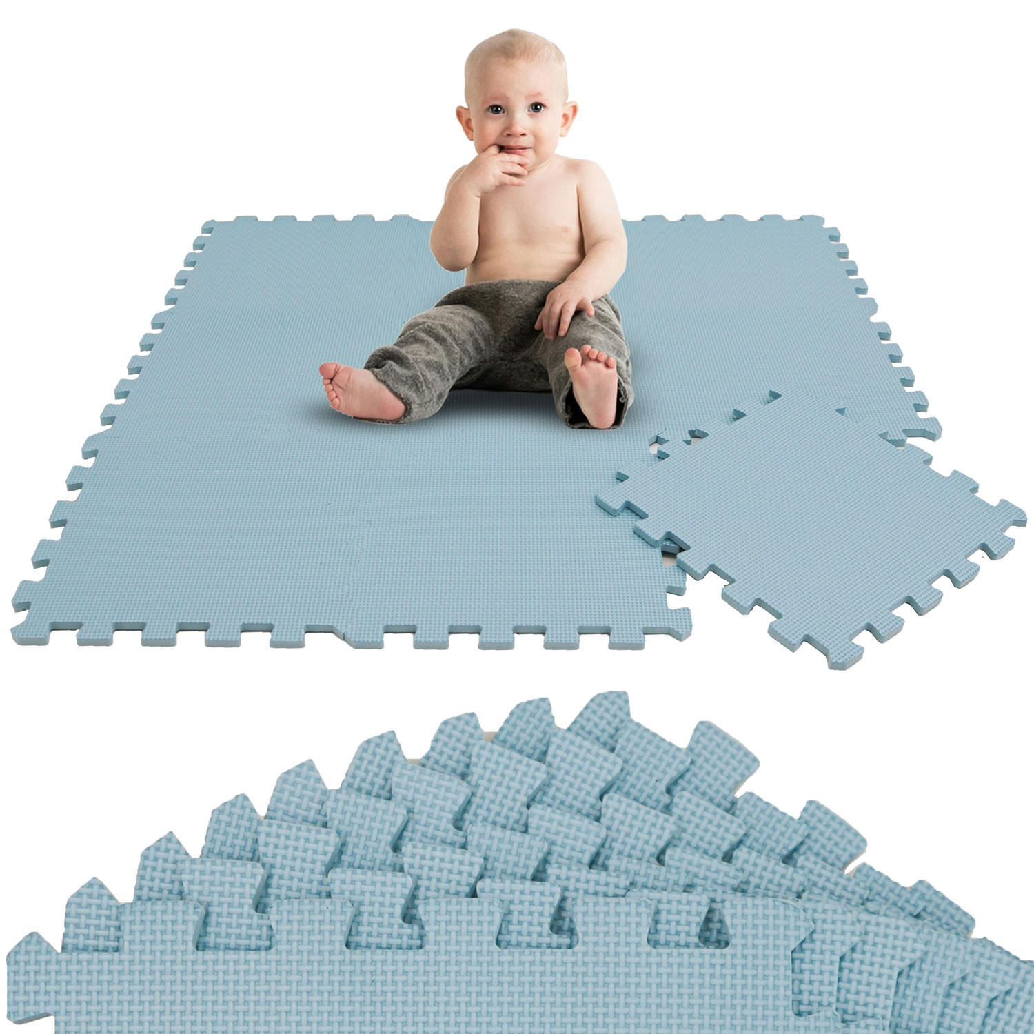 SPIELMATTE ab Null - 90 cm Baby Puzzlematte Blau - Blau, Kunststoff (30/30cm) - Littletom