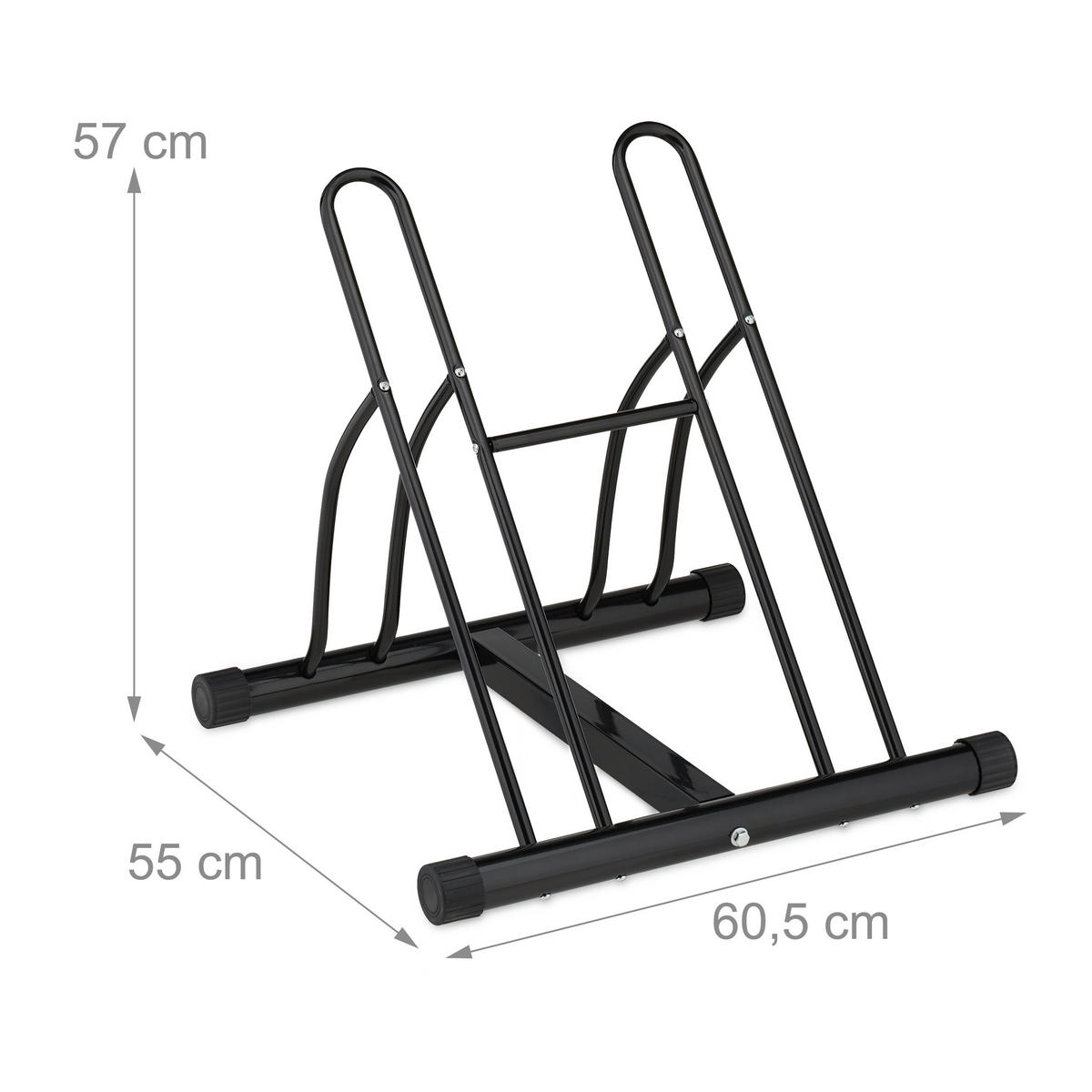 FAHRRADSTÄNDER Schwarz für 2 Fahrräder Stahl pulverbeschichtet - Schwarz, Metall (60.5/57/55cm) - Relaxdays