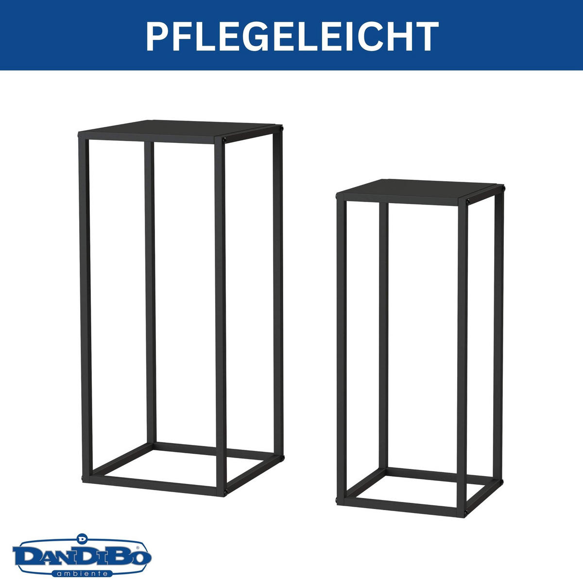 BLUMENHOCKER 2er Set Metall Schwarz 60–70 cm - Schwarz, Metall (30/70/30cm) - DanDiBo