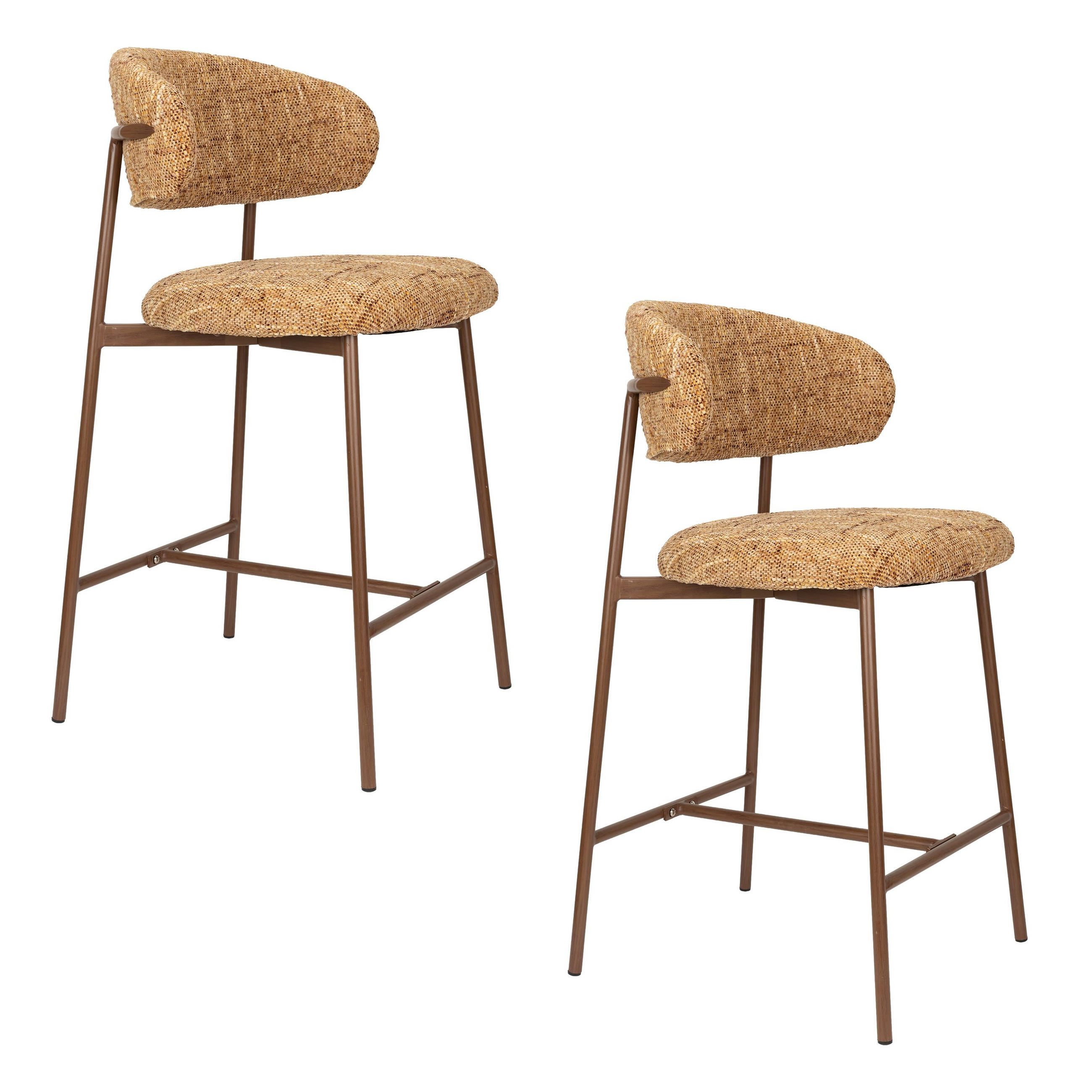 BARHOCKER Claes mit Rückenlehne 65 cm Ockergelb - 2 er Set - Gelb, Kunststoff (44/94/51cm) - Housecraft Living