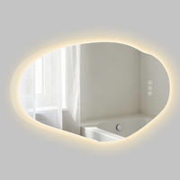 BADSPIEGEL mit Beleuchtung 55/85 cm asymmetrisch rahmenlos LED dimmbar mit Antibeschlag - Transparent, Glas (85/55/2.5cm) - S'AFIELINA
