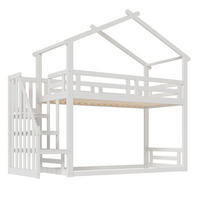 HAUSBETT 90/200 cm aus Massivholz in Weiß mit Sicherheitsleiter - Weiß, Holz (90/200cm) - BEAOK
