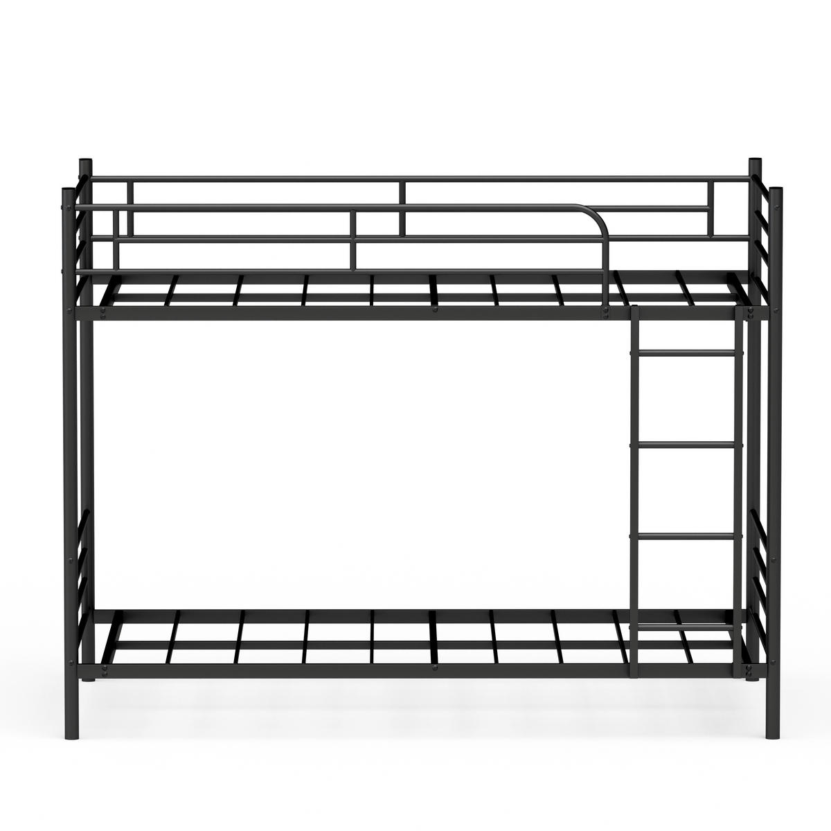 ETAGENBETT 90/190 cm mit Metalltreppe und Geländer, DE-41905, in Schwarz - Schwarz, Metall (90/190cm) - ComfortXL