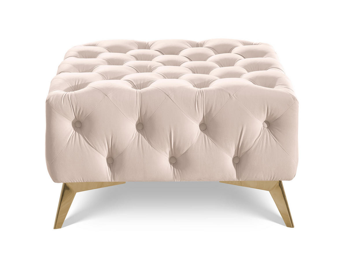 HOCKER Chesterfield Whitby Beige Samt mit goldenen Füßen - Beige/Goldfarben, Holz/Textil (80/45/80cm) - S-Style Möbel