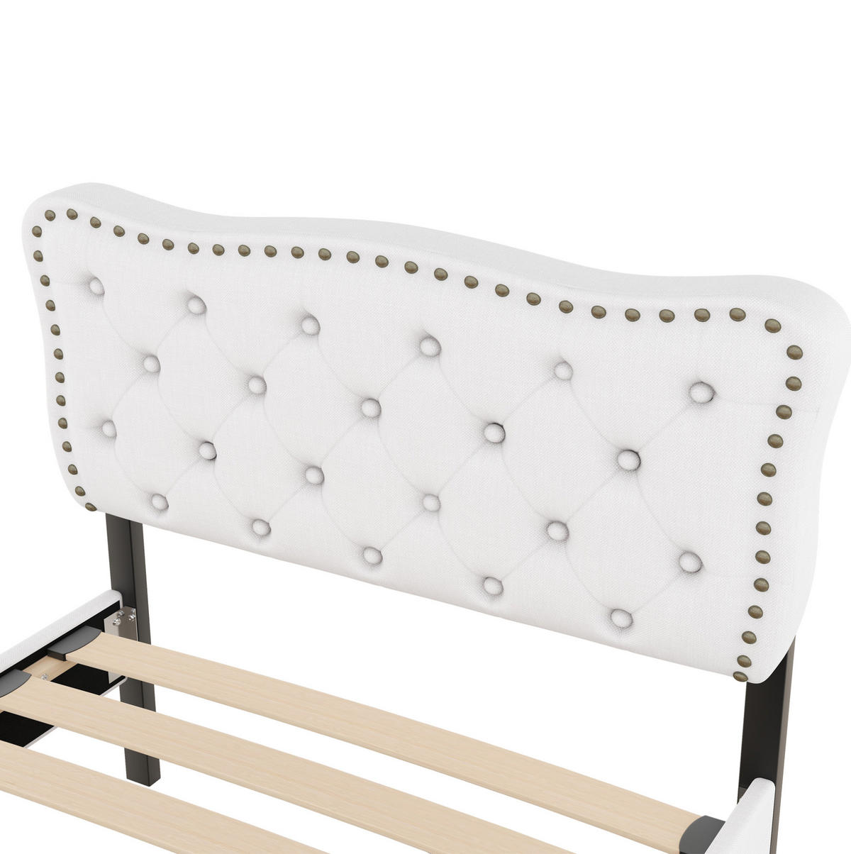 POLSTERBETT 90/200 cm hellbeige aus Leinen und MDF mit 2 Schubladen - Beige, Textil (90/200cm) - OKMYHOME