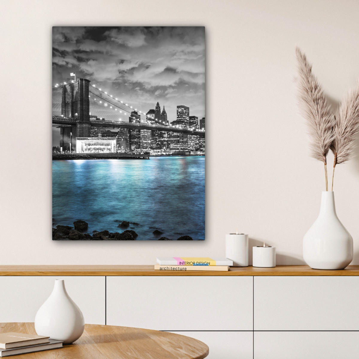 LEINWANDBILD New York - Skyline - Stadt - Blau 60x80 cm - Blaugrau, Textil (60/80cm) - MuchoWow