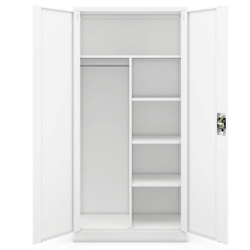 MEHRZWECKSCHRANK Metall abschließbar REKL 185x90x45cm Weiß - Weiß, Metall (90/185/45cm) - DELUKE