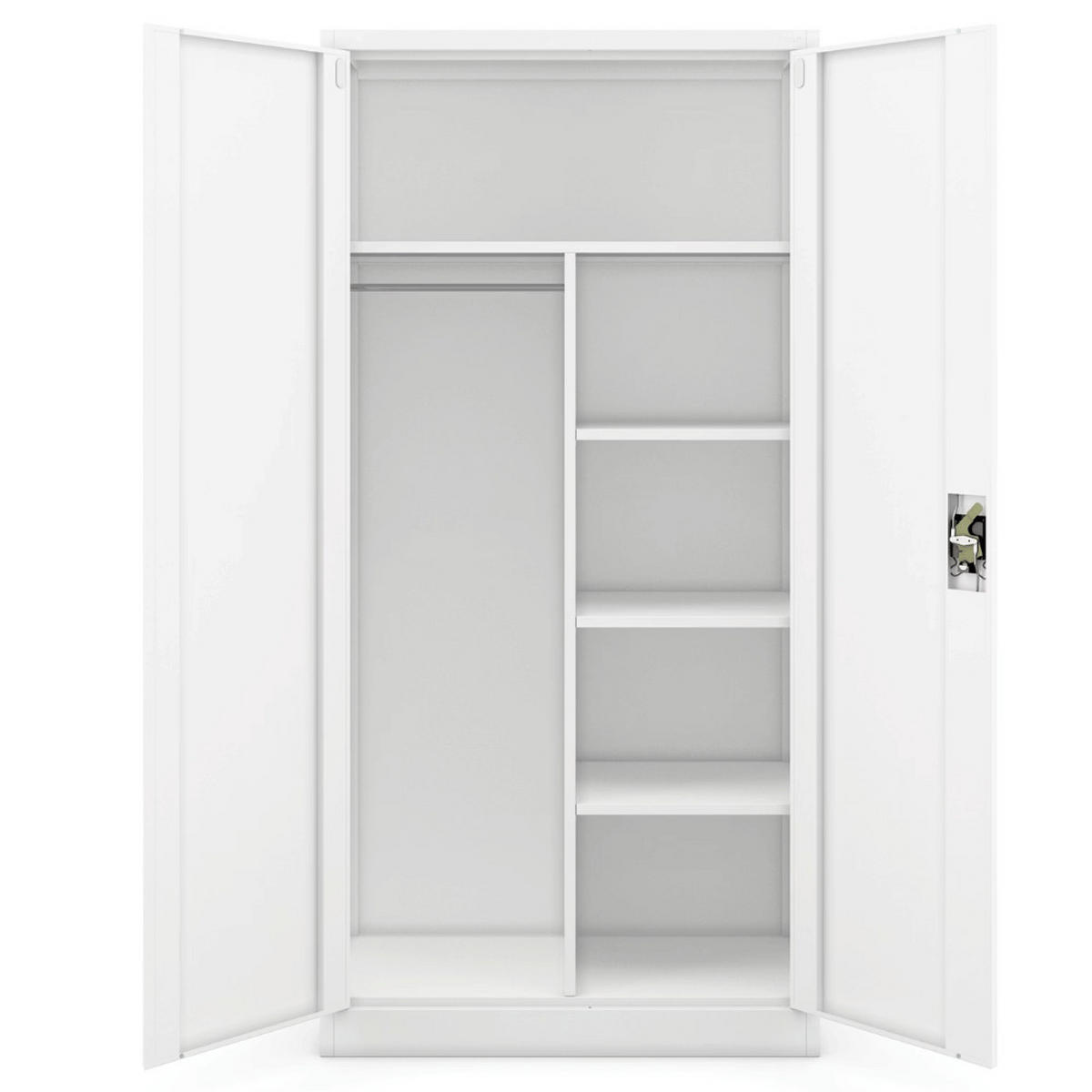 MEHRZWECKSCHRANK Metall abschließbar REKL 185x90x45cm Weiß - Weiß, Metall (90/185/45cm) - DELUKE