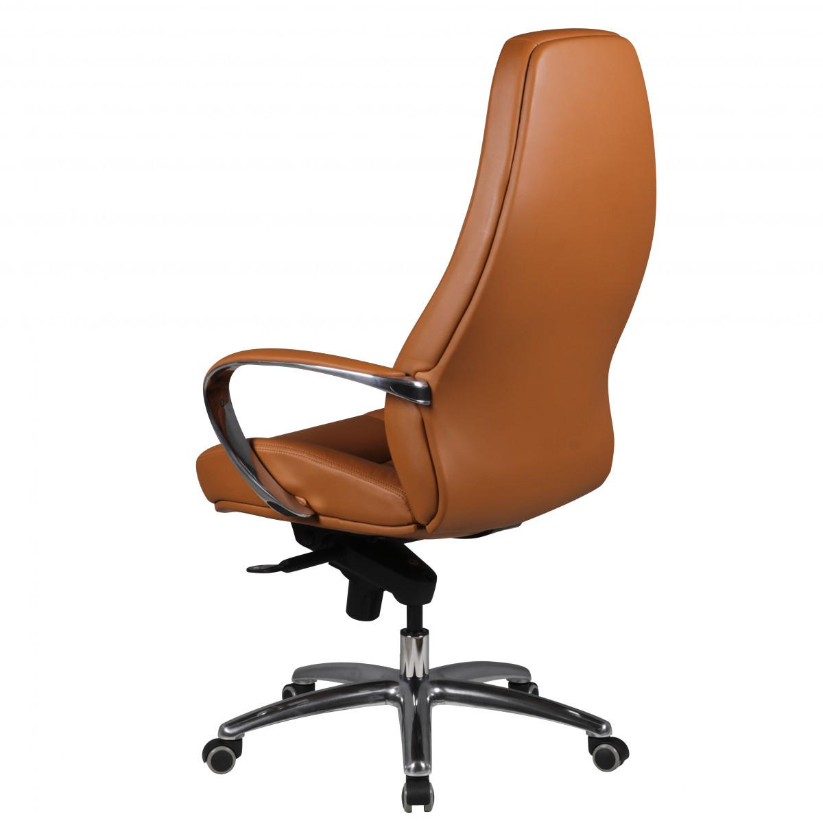 CHEFSESSEL Echtleder mit Aluminiumfußkreuz und ergonomischer Sitzform MADRID, Beige 70x68x130 cm - Beige/Silberfarben, Leder/Metall (70/130/68cm) - KADIMA DESIGN
