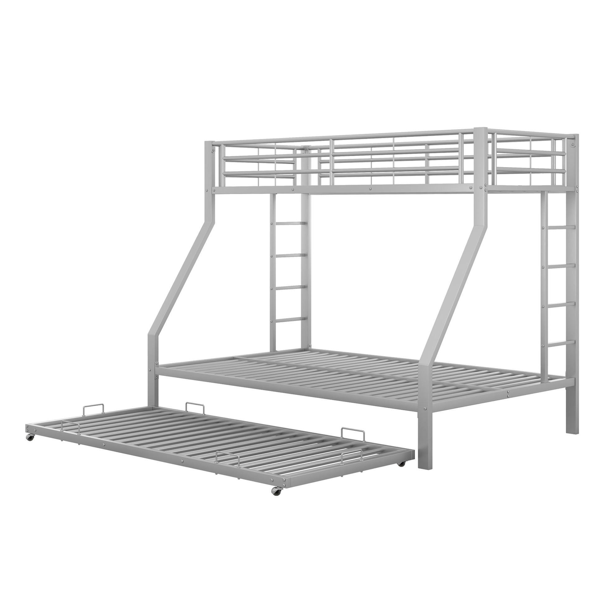 ETAGENBETT aus Metall 90/140x200 cm in Silber mit Ausziehbett - Silberfarben, Metall (90/190cm) - Modfu