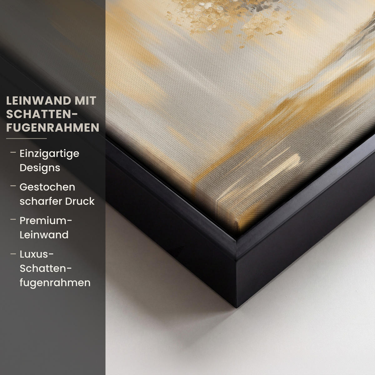LEINWAND Bilder mit Rahmen - Gemälde - Baum - Abstrakt - Blätter - 30x20 - Beige, Textil (30/20cm) - MuchoWow