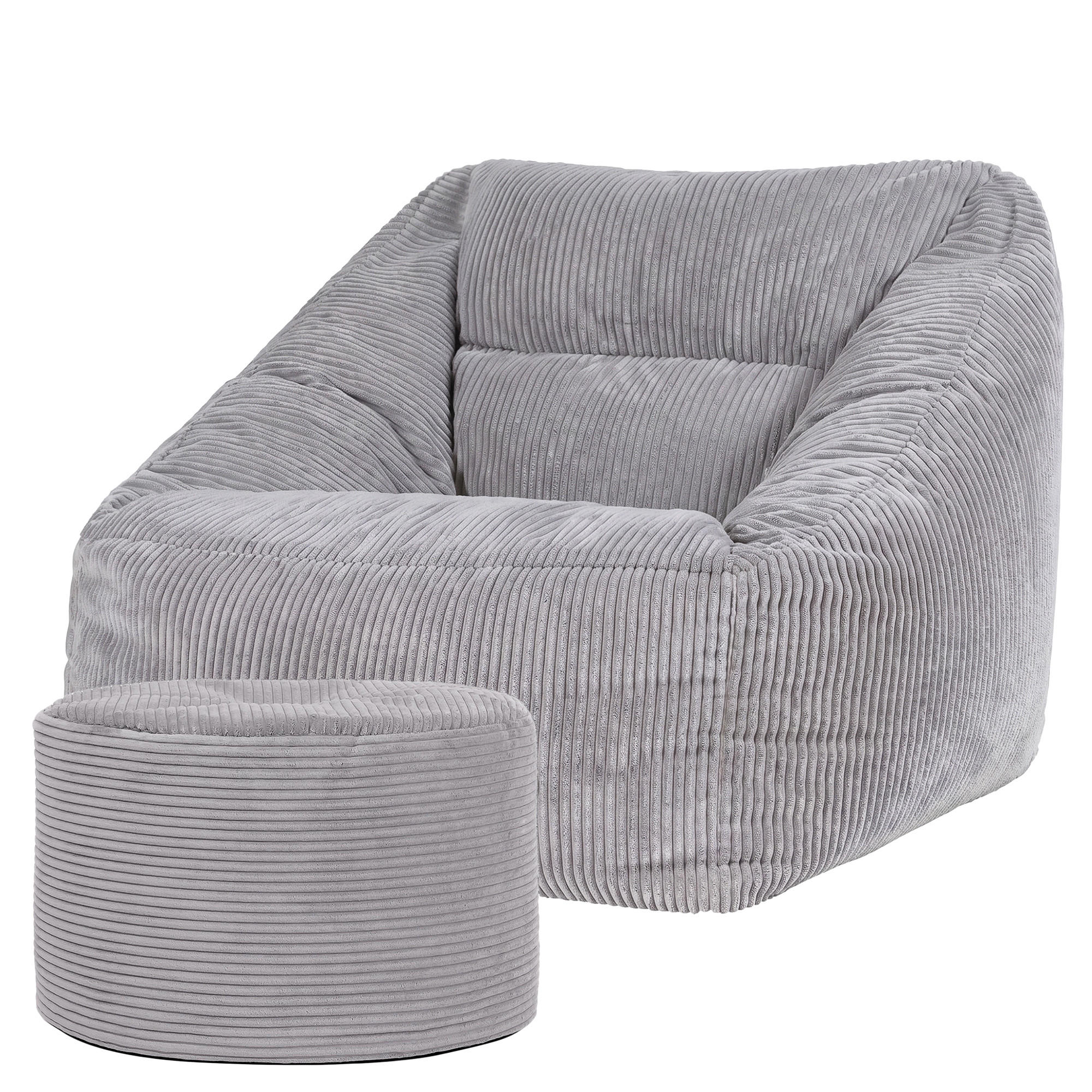 SITZSACK Sessel Natalia + Sitzpouf - Hellgrau, Textil (100/80/88cm) - icon
