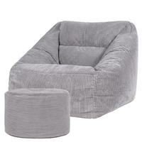 SITZSACK Sessel Natalia mit Sitzpouf - Hellgrau, Textil (100/80/88cm) - icon