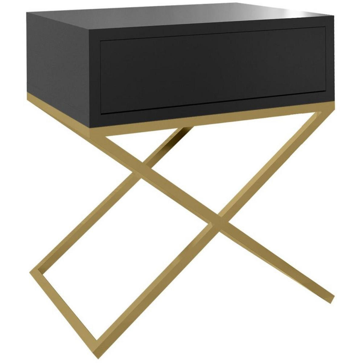 NACHTSCHRANK Max 45/50/35 schwarz - Goldfarben/Schwarz, Holzwerkstoff/Metall (45/50/35cm) - Beautysofa