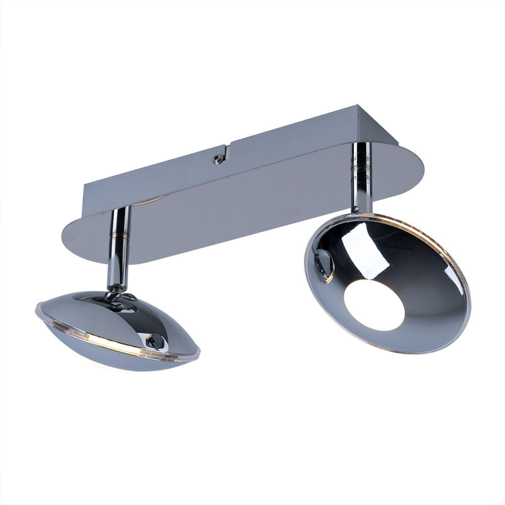 LED DECKENLEUCHTE Chrom Silber satiniert 2 flammig - Silberfarben, Metall (25/11/15cm) - Globo Lighting