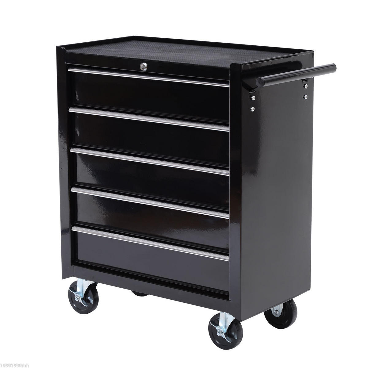 WERKZEUGKISTE DE-10344 rollbar mit 5 Schubladen Schwarz - Schwarz, Metall (33/75/61.6cm) - ComfortXL