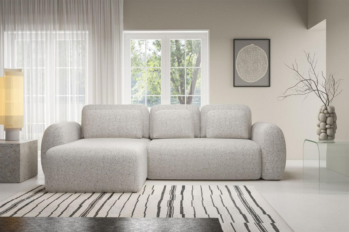 ECKSOFA Gaston Mit Schlaffunktion - Beige, Holzwerkstoff/Textil (304/190cm) - Fun Möbel