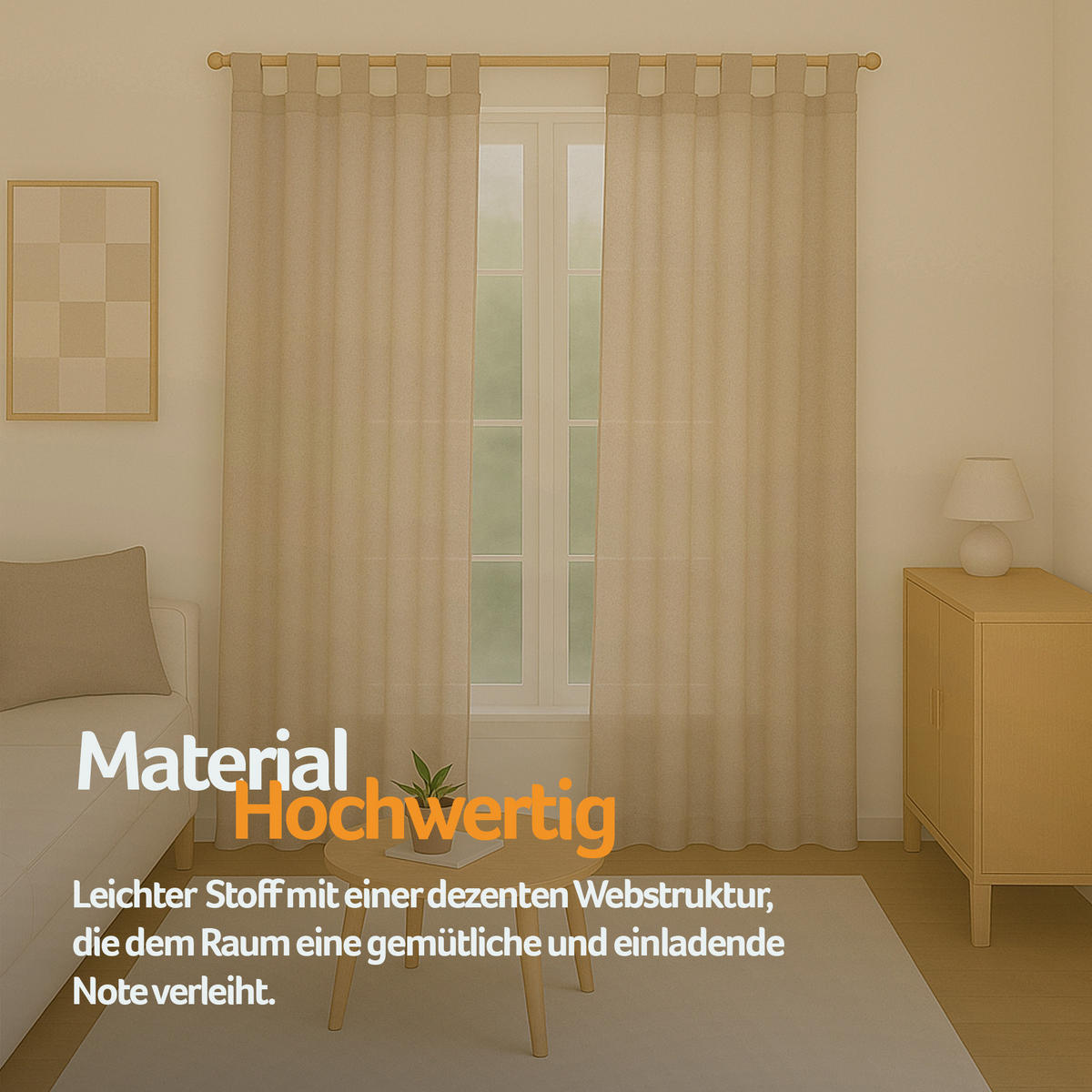 SCHLAUFENSCHAL blickdicht 140x245 cm Beige 2er-Pack - Beige, Textil (140/245cm)