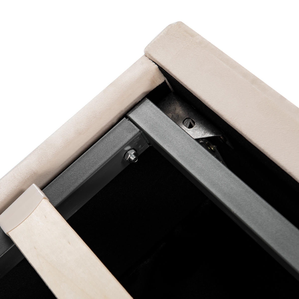 POLSTERBETT aus Samt 180x200 cm in Beige mit Bettkasten & verstellbarem Kopfteil - Beige, Textil (180/200cm) - Modfu